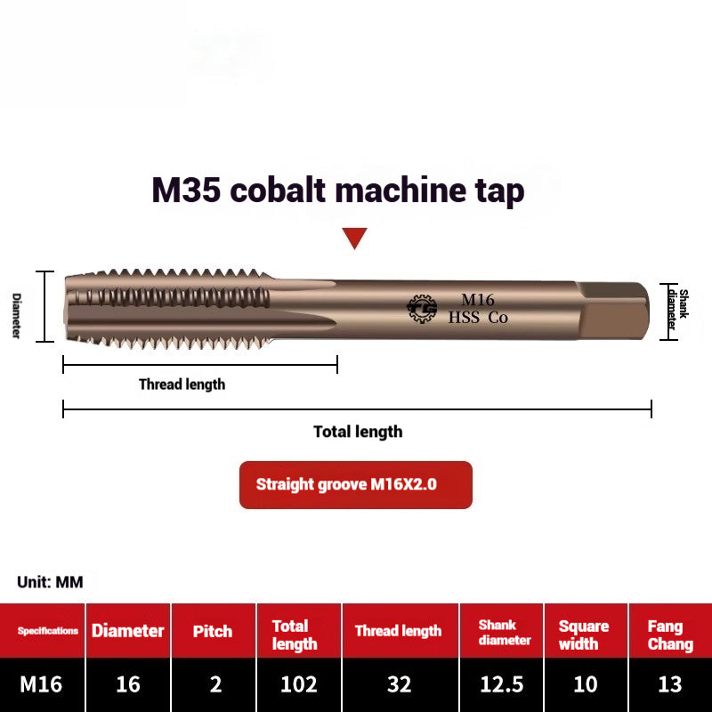 1104-M35 Cobalt straight flute tap machine tapping stainless steel special high-speed steel tapping coarse teeth spiral apex Shandong Denso Pricision Tools Co.,Ltd.
